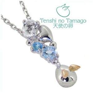 天使の卵 ハート ストーンバブル シルバーネックレス シルバーアクセサリー レディース ネックレス 女性用 SV925 K10 ホワイト ブルー トパーズの通販は