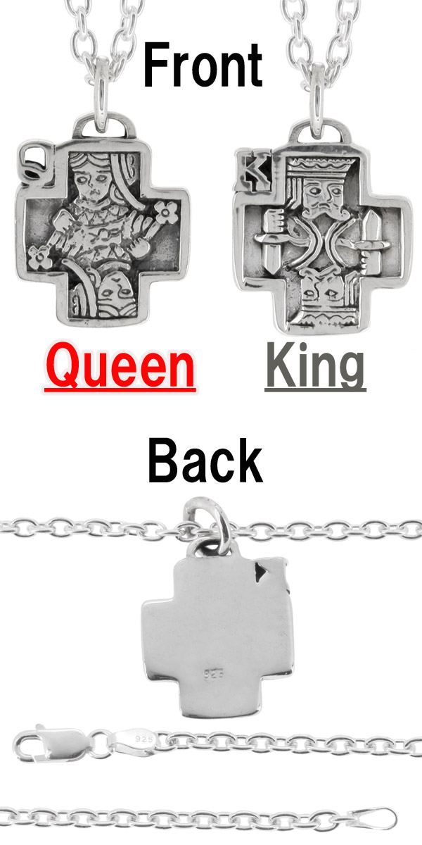 トランプ クロス Queen King シルバー ネックレス (チェーン付きペンダントトップ ペンダントヘッド) /ネックレス メンズ レディース シルバー925_1