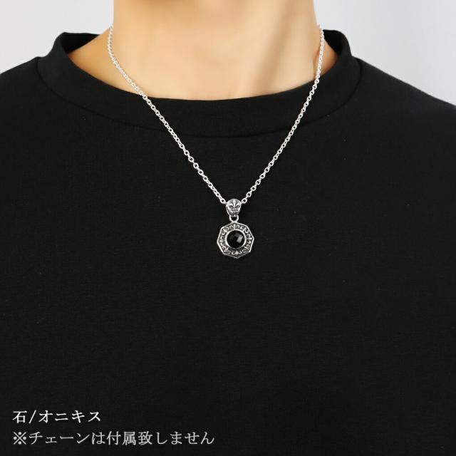 GRAN DEUR 選べる 天然石 リリー オクタゴン フレーム シルバー ペンダントトップ ペンダント オニキス アメジスト 八角形 リリィ 百合 ユリ_3