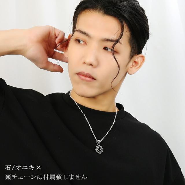 GRAN DEUR 選べる 天然石 リリー オクタゴン フレーム シルバー ペンダントトップ ペンダント オニキス アメジスト 八角形 リリィ 百合 ユリ_4