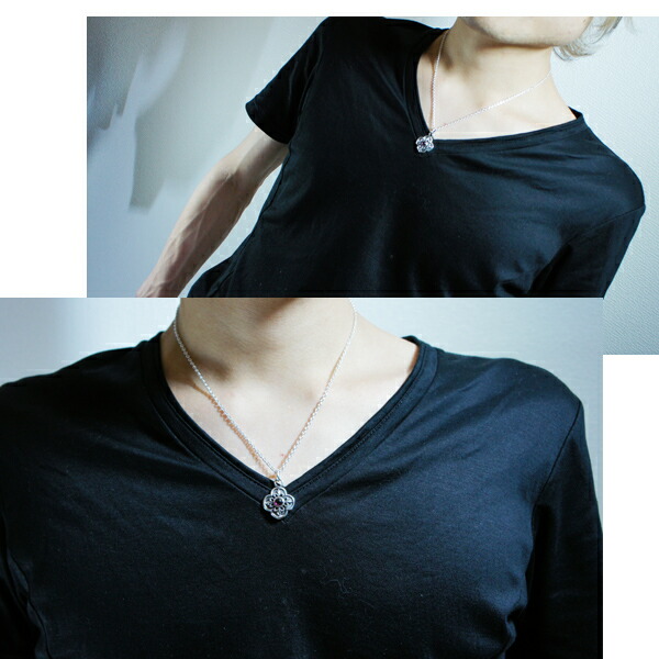 GRAN DEUR クローバー エンブレム シルバーネックレス シルバー925 銀 ネックレス 四つ葉 天然石 ブルートパーズ ロードライトガーネット ユリ リリィ