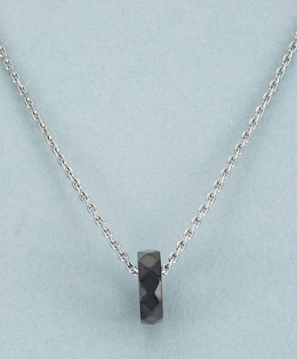 ダイヤカット リング ペアネックレス サージカルステンレス 金属アレルギーフリー ジルコニア 多角形 ボルト 輪っか ブラック ピンクゴールド_2