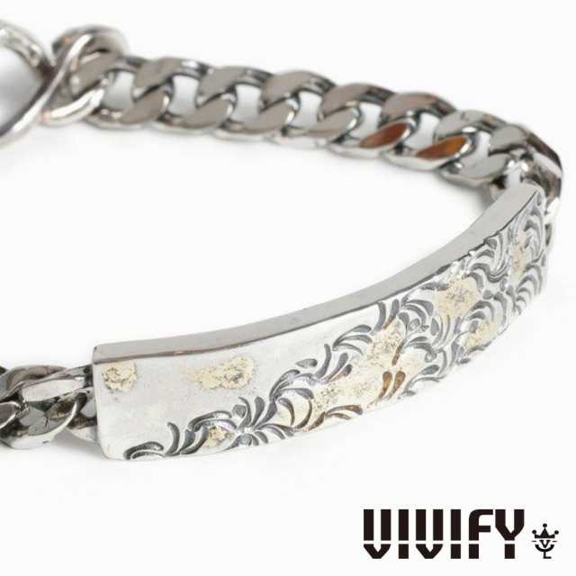 VIVIFY ビビファイ アクセサリー ブレスレット バングル シルバー ゴールド アラベスク Back Hallmarks ID Bracelet w Gold