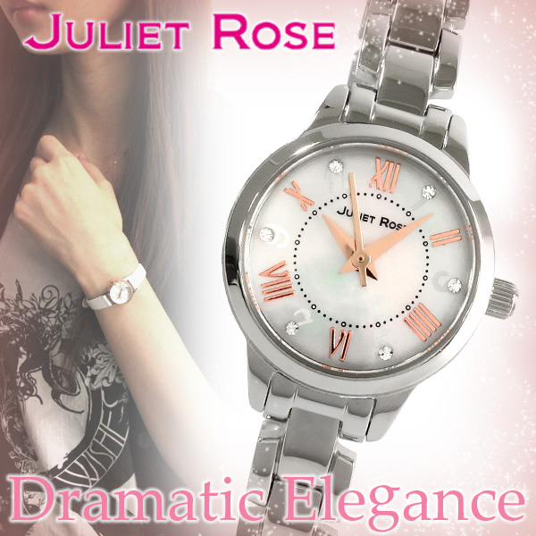 JULIET ROSE JUL-407シリーズ シルバー ホワイト レディースウォッチ 貝パール 天然ダイヤモンド ステンレスバンド ブレスレット