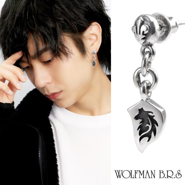 ウルフマン BRS ウルフ ヘッド プレート チャーム シルバー ピアス 1P 片耳 ブランド ウルフマンBRS WOLFMAN シルバー925 狼 オオカミ 動物 生き物
