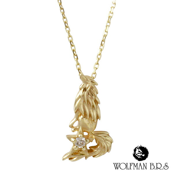 ネックレス 18金 k18 メンズ 狼 ウルフ ブルートパーズ ペンダント オオカミ