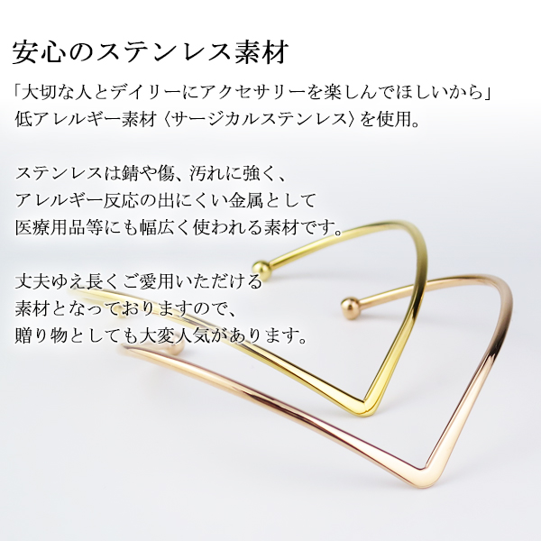 ザニポロタルツィーニ サージカルステンレス 天然ダイヤモンド シンプル Vライン バングル ブレスレット ステンレスアクセサリー_4
