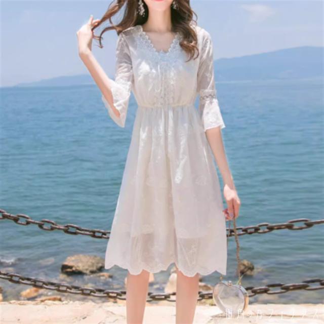 ワンピース ロングワンピ ロング ミモレ 袖あり 半袖 Vネック Aライン フレア レース 透け感 シースルー 薄手生地 可愛い 大人可愛い きれいめ シンプル カジュアル コンサバ 華やか 大人 上品 おしゃれ お洒落 主役級 こなれ感 高見え 高級感 フェミニン ラフ 花柄 小花柄 夏の通販は 5,980円