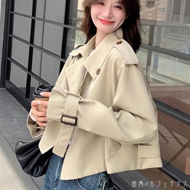 アウター ジャケット 羽織り チェスター トレンチ 袖あり 長袖 Vネック Aライン フレア ショート ベルト 薄手生地 かわいい 大人可愛い 大人女子 こなれ感 シンプル カジュアル 大人 上品 おしゃれ お洒落 ラフ コンサバ 無地 春 20代 30代 40代 レディース 女性 デートの通販は