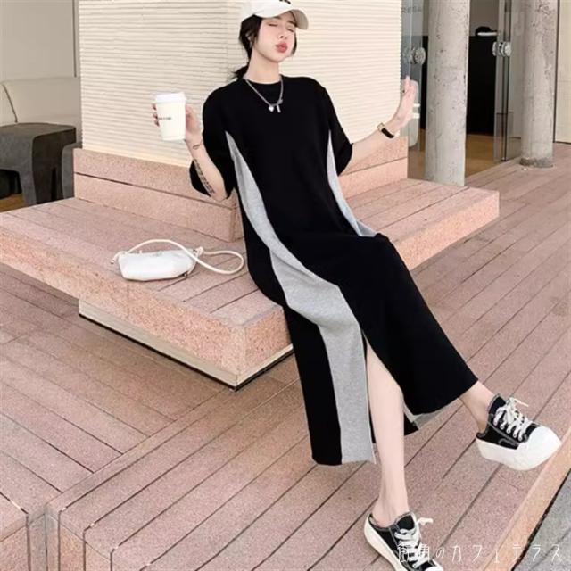 ワンピース ロングワンピ 2色 ロング マキシ 袖あり 半袖 Uネック クルーネック Aライン フレア バイカラー 薄手生地 可愛い 大人可愛い きれいめ シンプル カジュアル シック コンサバ 華やか 大人 上品 おしゃれ お洒落 主役級 こなれ感 無地 夏 レディース 女性用 ママの通販は 6,980円