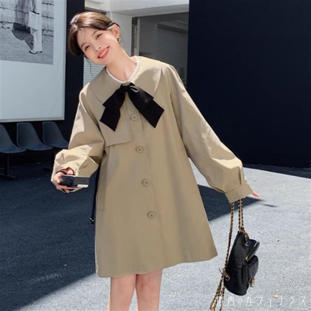 アウター ショートコート トレンチコート ショート 長袖 Vネック フレア Aライン リボン ボタン 薄手生地 かわいい 大人可愛い 綺麗 シンプル カジュアル 大人 上品 おしゃれ お洒落 大人女子 こなれ感 エレガント コンサバ 定番アイテム 体型カバー フェミニン ガーリー 無地の通販は 9,029円