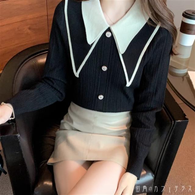 トップス 3色 セーター ロング丈 長袖 Vネック 襟付き Aライン フレア プルオーバー ニット 厚手生地 かわいい 大人可愛い 大人女子 こなれ感 シンプル カジュアル 大人 上品 おしゃれ お洒落 ラフ コンサバ エレガント ガーリー シック 無地 秋 冬 20代 30代 40代 女性用の通販は