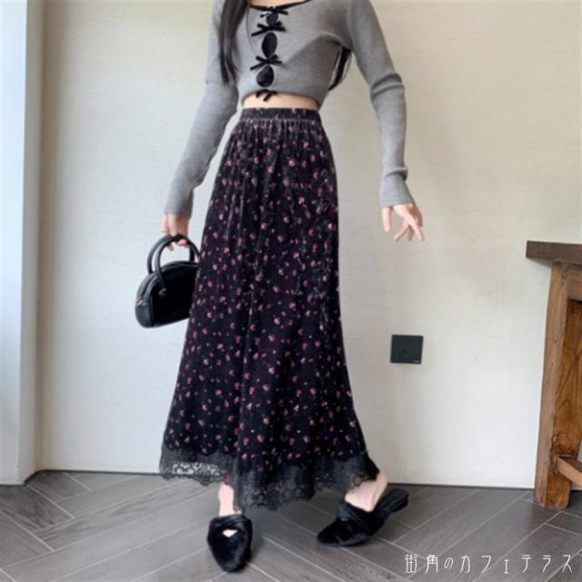 ロングスカート マキシ丈 フレア Aライン 伸縮性 ウエストゴム 厚手 ベロア レース かわいい 大人可愛い きれいめ カジュアル 大人 上品 おしゃれ お洒落 レトロ こなれ感 コンサバ系 ラフ とろみ感 抜け感 レディライク ガーリー フェミニン 花柄 秋 冬 誕生日会 20代 30代の通販は ロングスカート マキシ丈 フレア Aライン 伸縮性 ウエストゴム 厚手 ベロア レース かわいい 大人可愛い きれいめ カジュアル 大人 上品 おしゃれ お洒落 レトロ こなれ感 コンサバ系 ラフ とろみ感 抜け感 レディライク ガーリー フェミニン 花柄 秋 冬 誕生日会 20代 30代の通販は