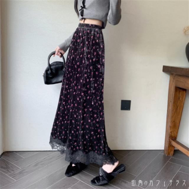 ロングスカート マキシ丈 フレア Aライン 伸縮性 ウエストゴム 厚手 ベロア レース かわいい 大人可愛い きれいめ カジュアル 大人 上品 おしゃれ お洒落 レトロ こなれ感 コンサバ系 ラフ とろみ感 抜け感 レディライク ガーリー フェミニン 花柄 秋 冬 誕生日会 20代 30代の通販は ロングスカート マキシ丈 フレア Aライン 伸縮性 ウエストゴム 厚手 ベロア レース かわいい 大人可愛い きれいめ カジュアル 大人 上品 おしゃれ お洒落 レトロ こなれ感 コンサバ系 ラフ とろみ感 抜け感 レディライク ガーリー フェミニン 花柄 秋 冬 誕生日会 20代 30代の通販は