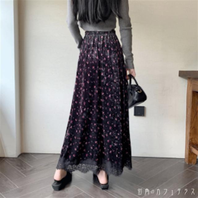 ロングスカート マキシ丈 フレア Aライン 伸縮性 ウエストゴム 厚手 ベロア レース かわいい 大人可愛い きれいめ カジュアル 大人 上品 おしゃれ お洒落 レトロ こなれ感 コンサバ系 ラフ とろみ感 抜け感 レディライク ガーリー フェミニン 花柄 秋 冬 誕生日会 20代 30代の通販は ロングスカート マキシ丈 フレア Aライン 伸縮性 ウエストゴム 厚手 ベロア レース かわいい 大人可愛い きれいめ カジュアル 大人 上品 おしゃれ お洒落 レトロ こなれ感 コンサバ系 ラフ とろみ感 抜け感 レディライク ガーリー フェミニン 花柄 秋 冬 誕生日会 20代 30代の通販は