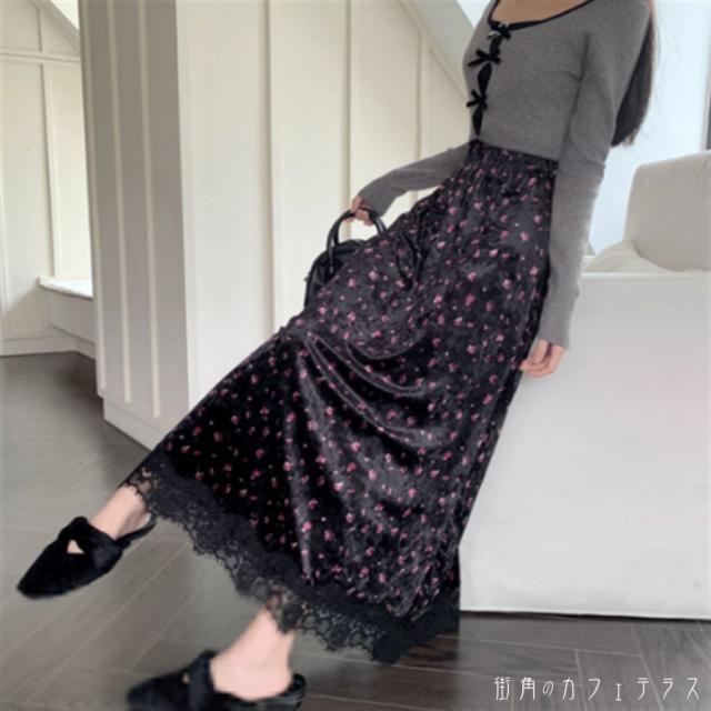 ロングスカート マキシ丈 フレア Aライン 伸縮性 ウエストゴム 厚手 ベロア レース かわいい 大人可愛い きれいめ カジュアル 大人 上品 おしゃれ お洒落 レトロ こなれ感 コンサバ系 ラフ とろみ感 抜け感 レディライク ガーリー フェミニン 花柄 秋 冬 誕生日会 20代 30代の通販は ロングスカート マキシ丈 フレア Aライン 伸縮性 ウエストゴム 厚手 ベロア レース かわいい 大人可愛い きれいめ カジュアル 大人 上品 おしゃれ お洒落 レトロ こなれ感 コンサバ系 ラフ とろみ感 抜け感 レディライク ガーリー フェミニン 花柄 秋 冬 誕生日会 20代 30代の通販は
