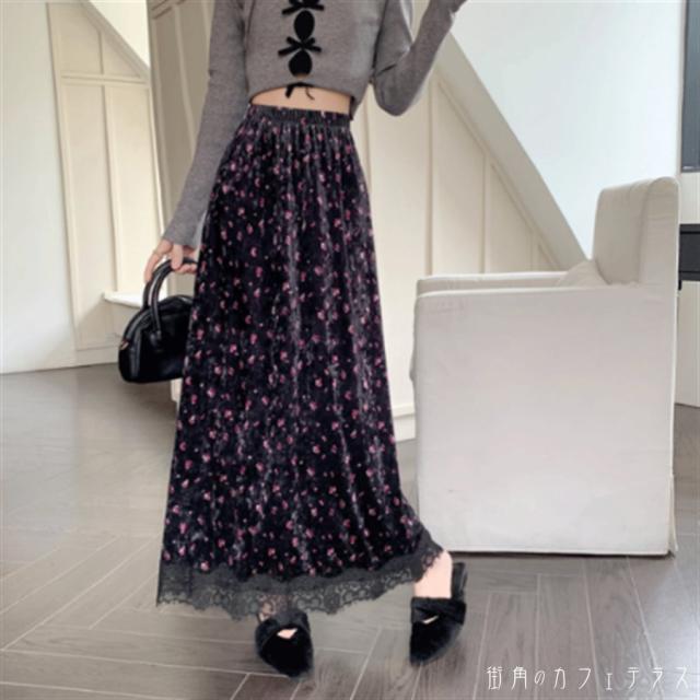 ロングスカート マキシ丈 フレア Aライン 伸縮性 ウエストゴム 厚手 ベロア レース かわいい 大人可愛い きれいめ カジュアル 大人 上品 おしゃれ お洒落 レトロ こなれ感 コンサバ系 ラフ とろみ感 抜け感 レディライク ガーリー フェミニン 花柄 秋 冬 誕生日会 20代 30代の通販は ロングスカート マキシ丈 フレア Aライン 伸縮性 ウエストゴム 厚手 ベロア レース かわいい 大人可愛い きれいめ カジュアル 大人 上品 おしゃれ お洒落 レトロ こなれ感 コンサバ系 ラフ とろみ感 抜け感 レディライク ガーリー フェミニン 花柄 秋 冬 誕生日会 20代 30代の通販は