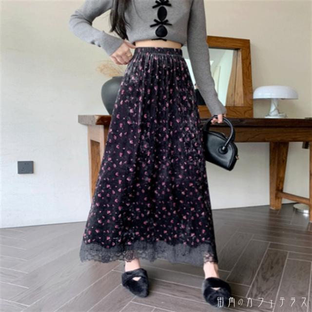 ロングスカート マキシ丈 フレア Aライン 伸縮性 ウエストゴム 厚手 ベロア レース かわいい 大人可愛い きれいめ カジュアル 大人 上品 おしゃれ お洒落 レトロ こなれ感 コンサバ系 ラフ とろみ感 抜け感 レディライク ガーリー フェミニン 花柄 秋 冬 誕生日会 20代 30代の通販は ロングスカート マキシ丈 フレア Aライン 伸縮性 ウエストゴム 厚手 ベロア レース かわいい 大人可愛い きれいめ カジュアル 大人 上品 おしゃれ お洒落 レトロ こなれ感 コンサバ系 ラフ とろみ感 抜け感 レディライク ガーリー フェミニン 花柄 秋 冬 誕生日会 20代 30代の通販は