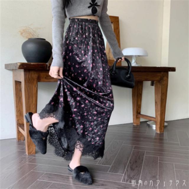 ロングスカート マキシ丈 フレア Aライン 伸縮性 ウエストゴム 厚手 ベロア レース かわいい 大人可愛い きれいめ カジュアル 大人 上品 おしゃれ お洒落 レトロ こなれ感 コンサバ系 ラフ とろみ感 抜け感 レディライク ガーリー フェミニン 花柄 秋 冬 誕生日会 20代 30代の通販は ロングスカート マキシ丈 フレア Aライン 伸縮性 ウエストゴム 厚手 ベロア レース かわいい 大人可愛い きれいめ カジュアル 大人 上品 おしゃれ お洒落 レトロ こなれ感 コンサバ系 ラフ とろみ感 抜け感 レディライク ガーリー フェミニン 花柄 秋 冬 誕生日会 20代 30代の通販は