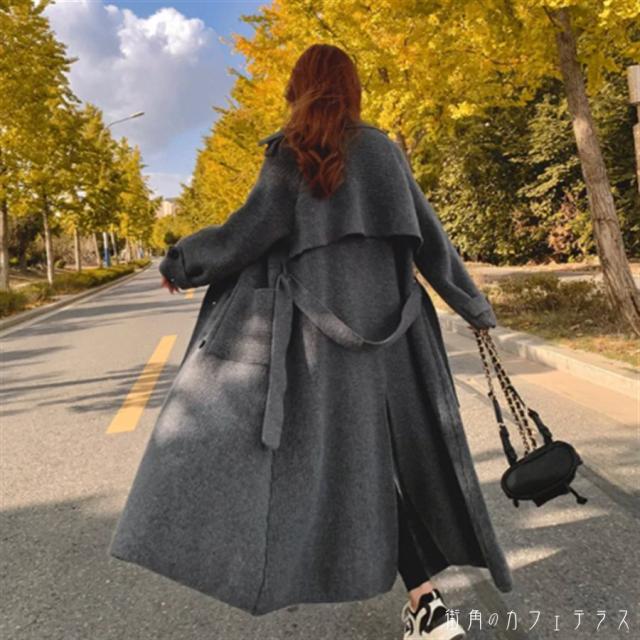 ロングカーディガン アウター 羽織り女性 羽織り ロング ミモレ丈 長袖 Vネック 襟付き フレア Aライン ベルト 暖かい グレー 大人カラー モノトーン 秋カラー 厚手生地 ニット かわいい 大人可愛い 綺麗 シンプル カジュアル 大人 上品 おしゃれ お洒落 大人女子 こなれ感の通販は