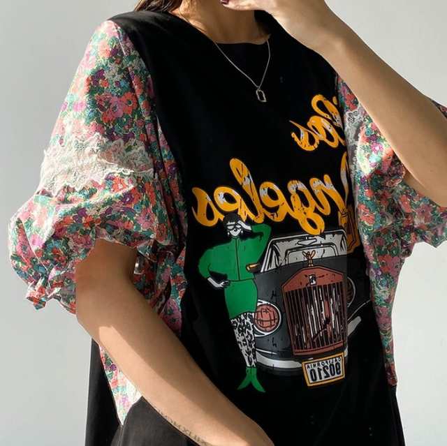 品質は非常に良い シャツ 【オシャレ】 ワンピース風 Tシャツ パフ