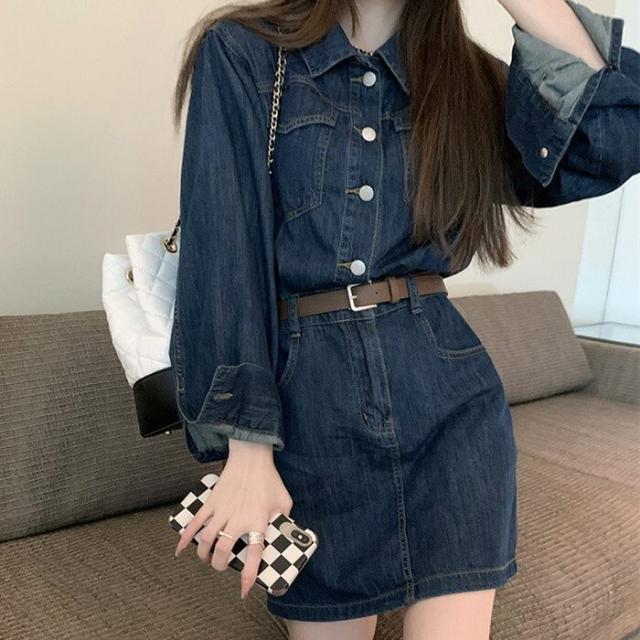 ワンピース ドレス デニムワンピース デニム デニムワンピ 大きいサイズ S〜5XL レディース 前ボタン フロントボタン ミニワンピース ミ