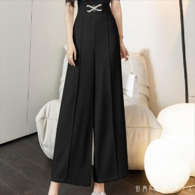 ボトムス パンツ ガウチョパンツ フレア Aライン ガウチョ ロング ロング丈 マキシ マキシ丈 装飾 ハイウエスト かわいい 大人可愛い 大人女子 綺麗 シンプル カジュアル 大人 上品 おしゃれ お洒落 こなれ感 ラフ エレガント コンサバ 着痩せ 無地 冬 結婚式 二次会 授業参観の通販は 6,480円