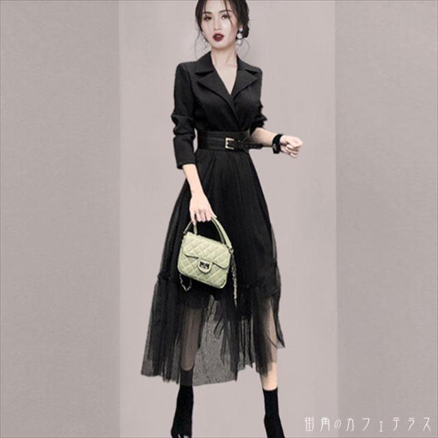 ロングドレス ドレス dress 衣装 ワンピース パーティードレス パーティドレス ロング ロング丈 ミモレ ミモレ丈 袖あり 長袖 Vネック Aライン フレア ドッキング 異素材切り替え 透け感 シースルー エレガント 可愛い 大人可愛い きれいめ シンプル カジュアル シックの通販は