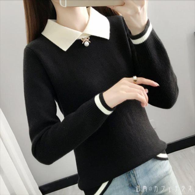 トップス 3色 セーター 袖あり 長袖 クルーネック プルオーバー バイカラー ニット かわいい 大人可愛い 大人女子 こなれ感 シンプル カジュアル 大人 上品 おしゃれ お洒落 ラフ コンサバ エレガント 無地 冬 30代 40代 レディース 女性用 ママ ママ服 ママファッションの通販は 4,910円