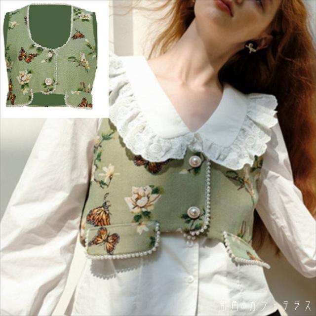 アウター ショートコート ジャケット 羽織り ベスト ショート ショート丈 ノースリーブ Vネック ビジュー パール 装飾 ポリエステル コットン かわいい 大人可愛い 綺麗 シンプル カジュアル 大人 上品 おしゃれ お洒落 大人女子 こなれ感 コンサバ 定番アイテム 体型カバーの通販は