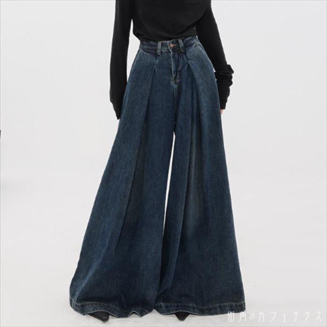 ガウチョパンツ デニムパンツ パンツ ボトムス ガウチョ ロング アンクル丈 マキシ ポケット ハイウエスト 薄手生地 かわいい 大人可愛い 大人女子 シンプル カジュアル おしゃれ お洒落 こなれ感 ラフ コンサバ 着痩せ ヘルシー系 無地 夏 20代 30代 40代 レディース 女性用の通販は 5,621円