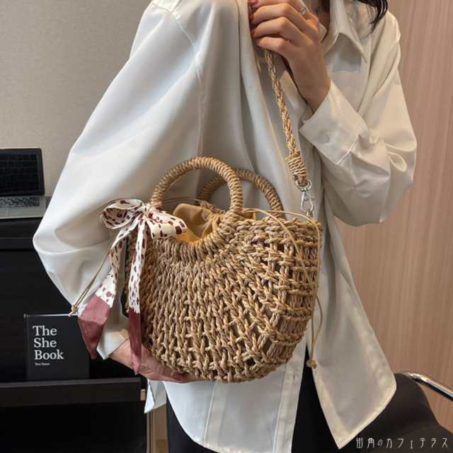 NEW限定品】【NEW限定品】GRLグレイル パール かごバッグ 巾着袋付き かごバッグ