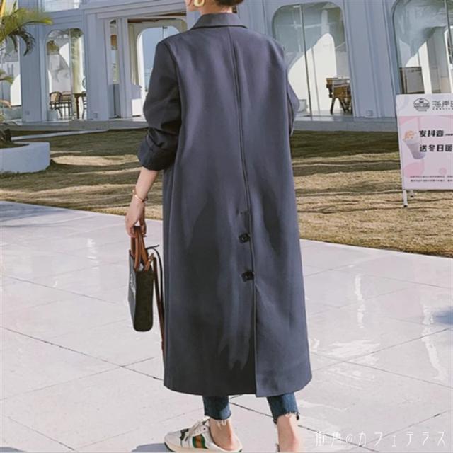 アウター 2色 ロングコート 羽織り チェスターコート ロング ミモレ丈 袖あり 長袖 Vネック フレア Aライン ポケット スリット かわいい 大人可愛い 綺麗 シンプル カジュアル 大人 上品 おしゃれ お洒落 大人女子 こなれ感 コンサバ 定番アイテム 体型カバー 無地 秋 30代の通販は 7,813円