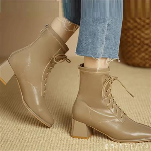 靴 シューズ 3色 ブーツ ショートブーツ ショート ハイヒール 編み上げ 紐 レザー かわいい 大人可愛い 大人女子 こなれ感 シンプル カジュアル 大人 上品 おしゃれ お洒落 ラフ コンサバ ヘルシー 無地 冬 30代 40代 レディース 女性用 デート お出かけ お茶会 女子会 休日の通販は 6,703円
