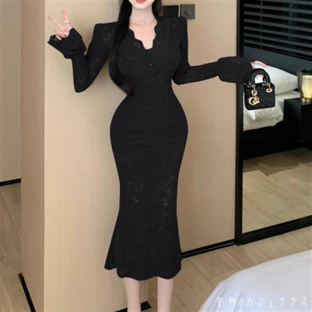 ドレス ロングドレス 衣装 ワンピース スカート 3色 マーメイド ロング ミモレ 袖あり 長袖 Vネック Aライン フレア レース 透け感 シースルー 薄手生地 エレガント 可愛い 大人可愛い きれいめ シンプル シック コンサバ 華やか 大人 上品 おしゃれ お洒落 主役級 こなれ感の通販は 4,910円