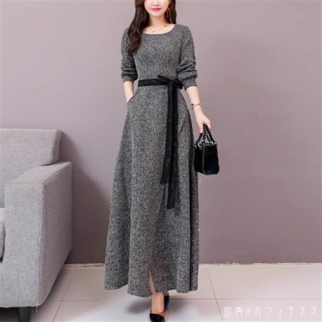 ドレス ロングドレス ワンピース パーティドレス ロング マキシ 袖あり 長袖 クルーネック Aライン フレア リボン スリット エレガント 可愛い 大人可愛い きれいめ シンプル カジュアル シック コンサバ 華やか 大人 上品 おしゃれ お洒落 主役級 こなれ感 高見え 高級感の通販は 8,980円