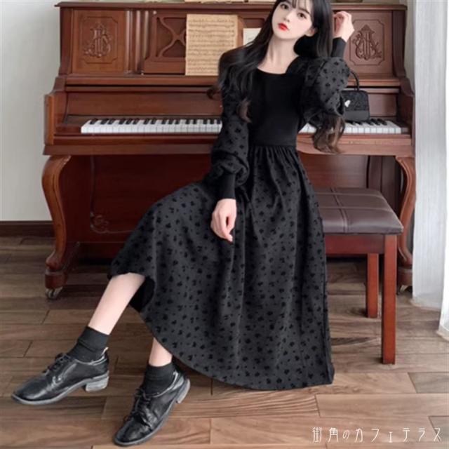 ワンピース 2色 ドッキングワンピ ロング ミモレ 袖あり 長袖 ラウンドネック Aライン フレア 異素材切り替え ドッキング リボン 厚手生地 エレガント 可愛い 大人可愛い きれいめ シンプル カジュアル シック コンサバ 華やか 大人 上品 おしゃれ お洒落 主役級 こなれ感の通販は 6,980円