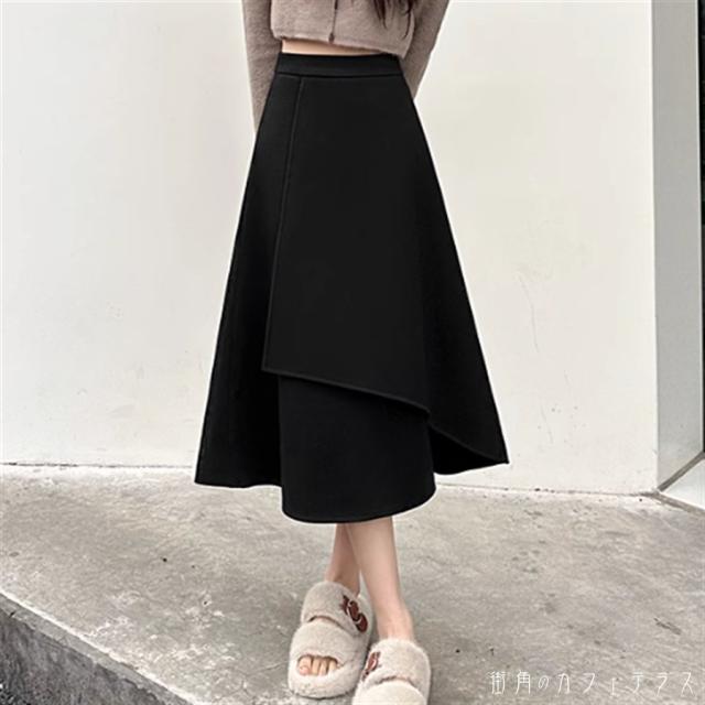 スカート 2色 ロングスカート アシンメトリー Aライン フレア ロング ミモレ ハイウエスト 厚手生地 裏地 かわいい 大人可愛い 大人女子 こなれ感 シンプル カジュアル 大人 上品 おしゃれ お洒落 ラフ コンサバ ヘルシー 無地 春 秋 20代 30代 40代 レディース 女性 デートの通販は 5,621円