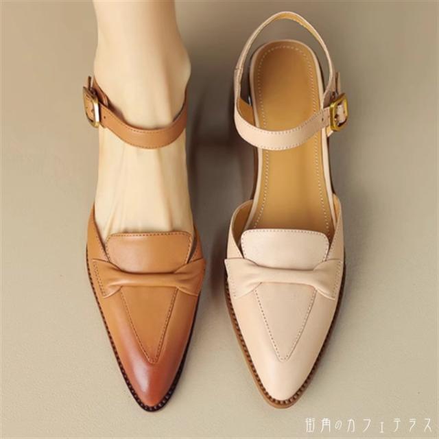 シューズ 靴 サンダル パンプス 2色 ローヒール ポインテッドトゥ フェイクレザー レザー 革 合皮 エレガント 可愛い 大人可愛い きれいめ シンプル カジュアル シック コンサバ 華やか 大人 上品 おしゃれ お洒落 こなれ感 高見え 高級感 無地 春 夏 20代 30代 40代の通販は 6,480円