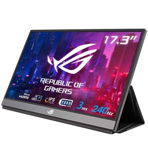 (中古品) ASUS ポータブルゲーミングモニター ROG STRIX 17.3インチ/FHD 1080i/PS5対応/IPS/3ms/240Hz/薄さ10mm・軽量/HDMI/USB Type-C/7800mAhバッテリー内蔵/ AMD FreeSync/ Shadow Boost/ブルーライト軽減/スピーカー内蔵/ROG STRIX XG17AHPE