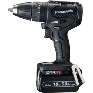 (中古品) パナソニック 充電振動機能付 ドリルドライバー 18V 5.0Ah電池パック×2個/充電器/大収納ケース付 デュアル (14.4V/18V) スマートBL タップモード EZ79A3LJ2G-B ブラック