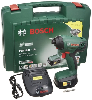 (中古品) ボッシュ(BOSCH) 18V コードレスインパクトドライバー (1.5Ahバッテリー1個・充電器・キャリングケース付) PDR18LI-1B