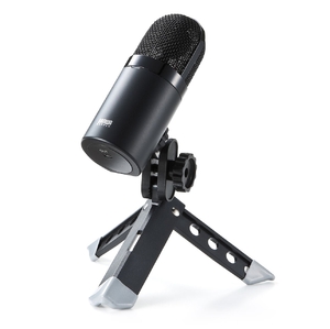 (中古品) サンワダイレクト マイク 24bit/96kHz ハイレゾ 録音【MFi認証】Lightning接続 & USB接続対応 単一指向性 400-MC010