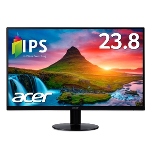 (中古品) Acer モニター AlphaLine SA240YAbmi 23.8インチ IPS 非光沢 フルHD HDMI D-Sub スピーカー内蔵 フリッカーレス ブルーライト軽減 フレームレスデザイン