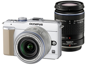 (中古品) OLYMPUS マイクロ一眼 PEN E-PL1ダブルズームキット ホワイト E-PL1 TLMK WHT