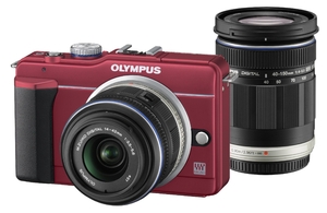 (中古品) OLYMPUS ミラーレス一眼 E-PL1s ダブルズームキット レッド E-PL1s TKIT RED