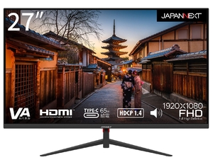 (中古品) JAPANNEXT 27インチ モニター フルHD 1920x1080解像度 VA ディスプレイ (HDMI/USB-C 給電 (65W) / スピーカー内蔵/VESA対応/ブルーライトカット) JN-V27FLFHD-C65W