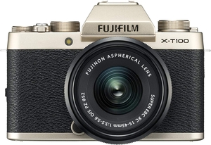 (中古品) 富士フイルム(FUJIFILM) ミラーレス一眼 X-T100レンズキット シャンパンゴールド X-T100LK-G