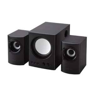 (中古品) エレコム スピーカー PC TV 25W 木製 2.1ch ブラック MS-131BK