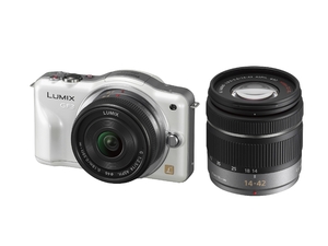 (中古品) パナソニック ミラーレス一眼カメラ LUMIX GF3 ダブルズームキット シェルホワイト DMC-GF3W-W